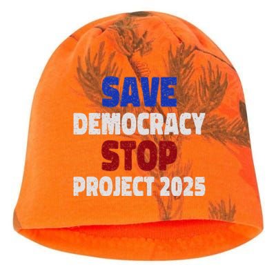 Save Democracy Stop Project 2025 Election Kati - Camo Knit Beanie