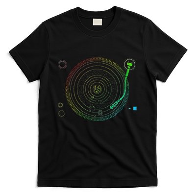 Space Dj Solar System Retro Turntable Edm T-Shirt