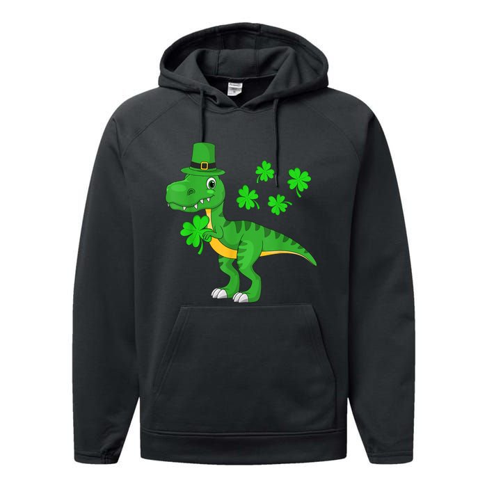 Shamrock Dino St Patricks Day Shirt K.i.d.s T Rex Toddler b.o.y.s Performance Fleece Hoodie