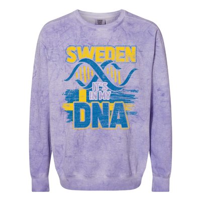 Sverige Dna Swedish Flag Sweden Great Gift Colorblast Crewneck Sweatshirt