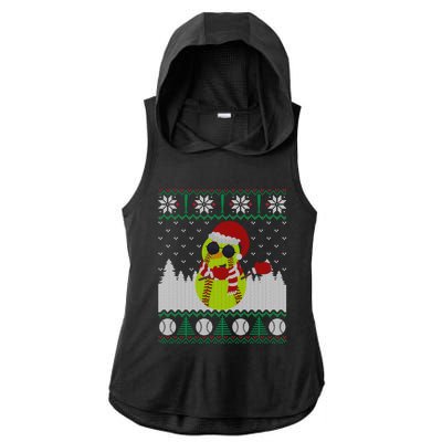 Snow Dabbing Softball Ugly Christmas Holiday Baseball Gift Ladies PosiCharge Tri-Blend Wicking Draft Hoodie Tank