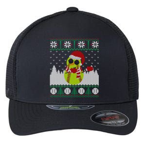 Snow Dabbing Softball Ugly Christmas Holiday Baseball Gift Flexfit Unipanel Trucker Cap