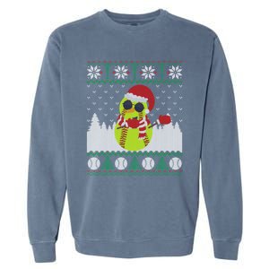 Snow Dabbing Softball Ugly Christmas Holiday Baseball Gift Garment-Dyed Sweatshirt