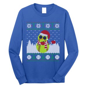 Snow Dabbing Softball Ugly Christmas Holiday Baseball Gift Long Sleeve Shirt