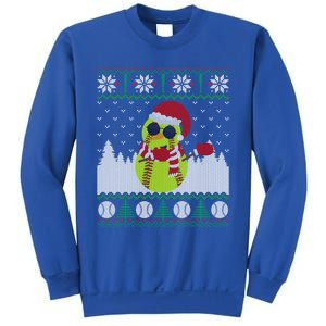 Snow Dabbing Softball Ugly Christmas Holiday Baseball Gift Sweatshirt