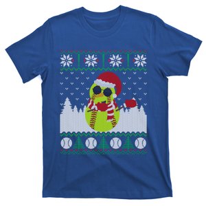 Snow Dabbing Softball Ugly Christmas Holiday Baseball Gift T-Shirt