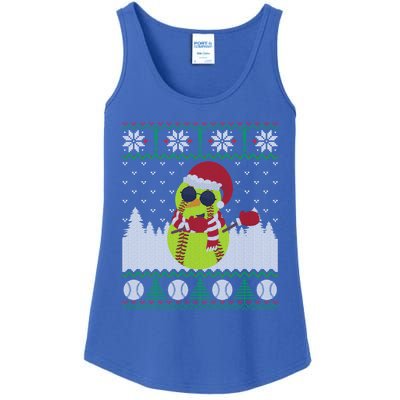 Snow Dabbing Softball Ugly Christmas Holiday Baseball Gift Ladies Essential Tank