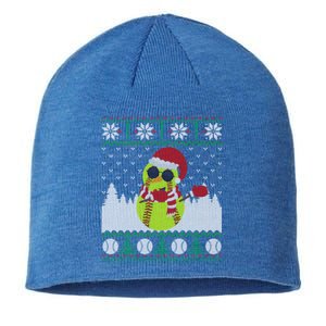 Snow Dabbing Softball Ugly Christmas Holiday Baseball Gift Sustainable Beanie