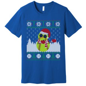 Snow Dabbing Softball Ugly Christmas Holiday Baseball Gift Premium T-Shirt