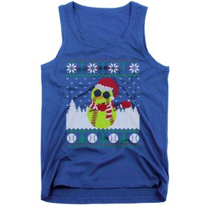 Snow Dabbing Softball Ugly Christmas Holiday Baseball Gift Tank Top