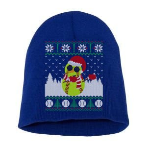 Snow Dabbing Softball Ugly Christmas Holiday Baseball Gift Short Acrylic Beanie