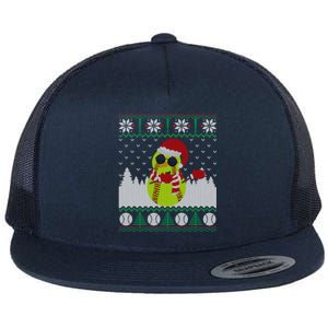 Snow Dabbing Softball Ugly Christmas Holiday Baseball Gift Flat Bill Trucker Hat