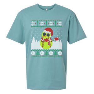 Snow Dabbing Softball Ugly Christmas Holiday Baseball Gift Sueded Cloud Jersey T-Shirt