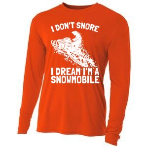 Snowmobile Dream Snore I Snoring Rider Driver Cool Gift Cooling Performance Long Sleeve Crew