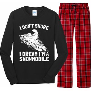 Snowmobile Dream Snore I Snoring Rider Driver Cool Gift Long Sleeve Pajama Set