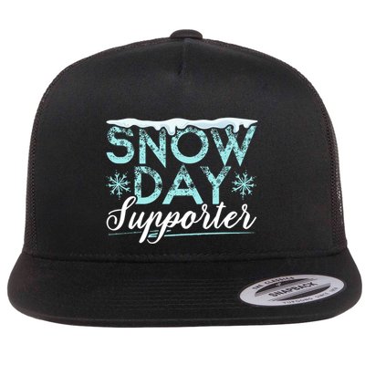 Snow Day Supporter Ice Cold Snowy Winter Season Flat Bill Trucker Hat