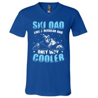 Skiis Downhill Skiier Costume Ski Dad Gift V-Neck T-Shirt