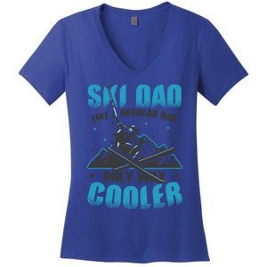 Skiis Downhill Skiier Costume Ski Dad Gift Women's V-Neck T-Shirt