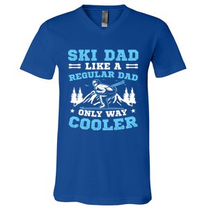 Skiis Downhill Skiier Costume Ski Dad Gift V-Neck T-Shirt