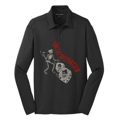 Social Distortion Skelly Dice Silk Touch Performance Long Sleeve Polo