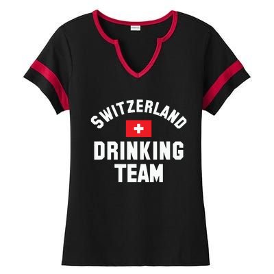 Switzerland Drinking Team For Switzerland Sports Fans Ladies Halftime Notch Neck Tee