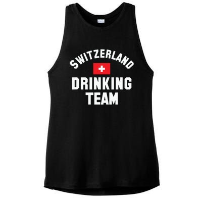 Switzerland Drinking Team For Switzerland Sports Fans Ladies PosiCharge Tri-Blend Wicking Tank