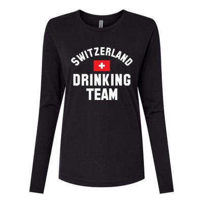 Switzerland Drinking Team For Switzerland Sports Fans Womens Cotton Relaxed Long Sleeve T-Shirt