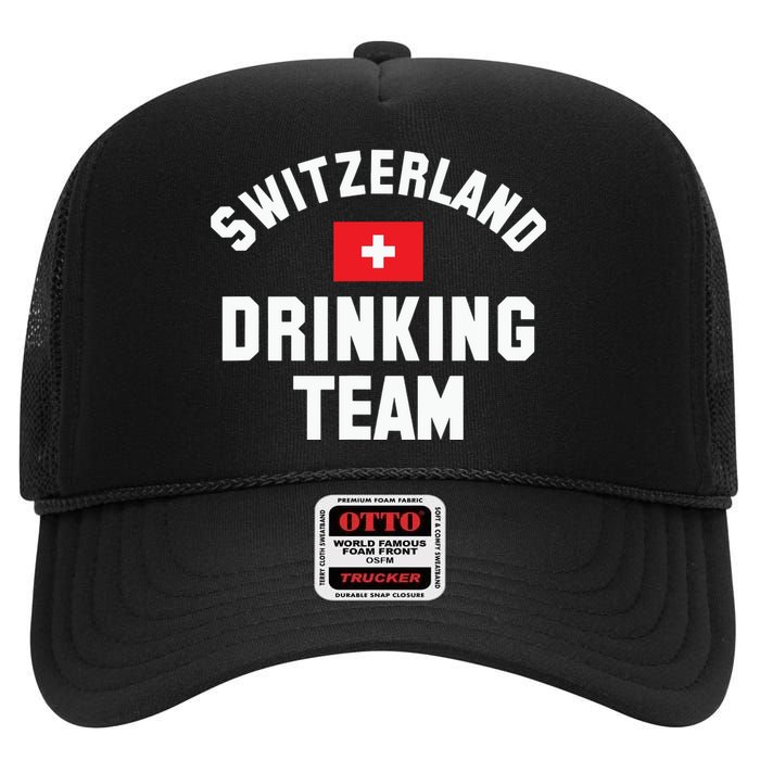 Switzerland Drinking Team For Switzerland Sports Fans High Crown Mesh Back Trucker Hat