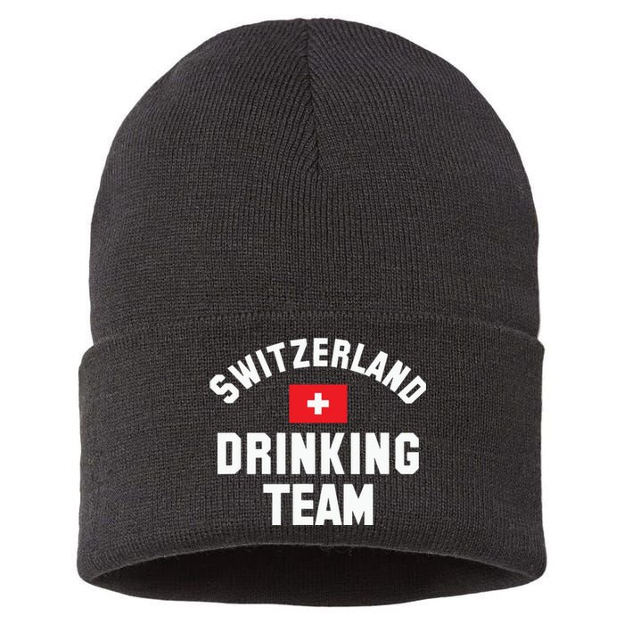 Switzerland Drinking Team For Switzerland Sports Fans Sustainable Knit Beanie