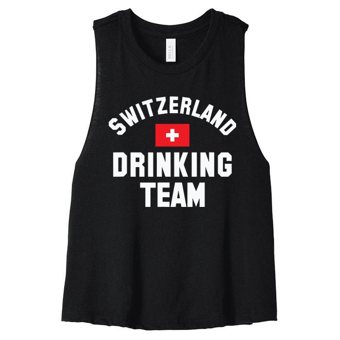 Switzerland Drinking Team For Switzerland Sports Fans Women's Racerback Cropped Tank