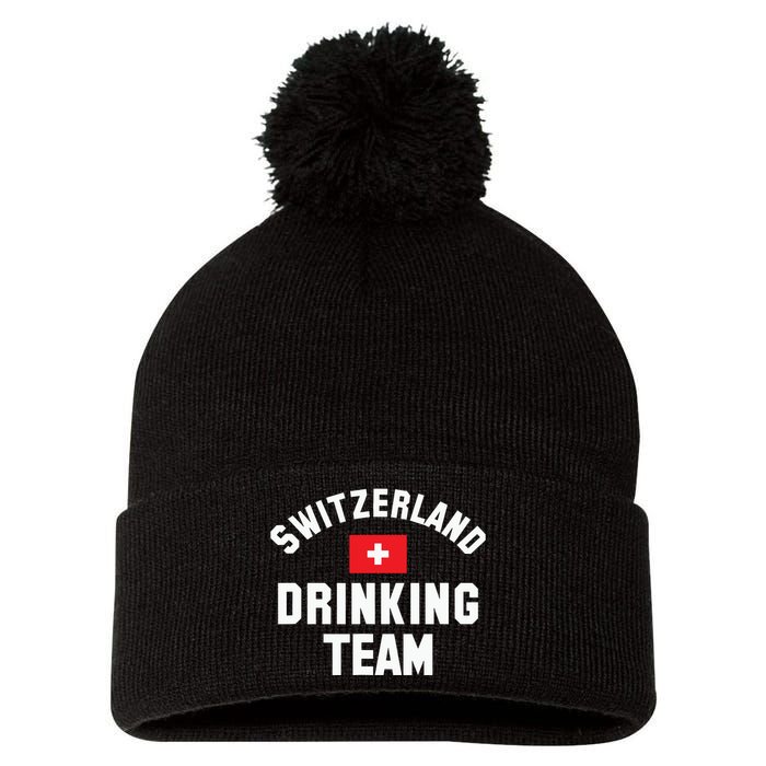 Switzerland Drinking Team For Switzerland Sports Fans Pom Pom 12in Knit Beanie