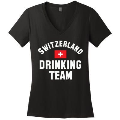 Switzerland Drinking Team For Switzerland Sports Fans Women's V-Neck T-Shirt