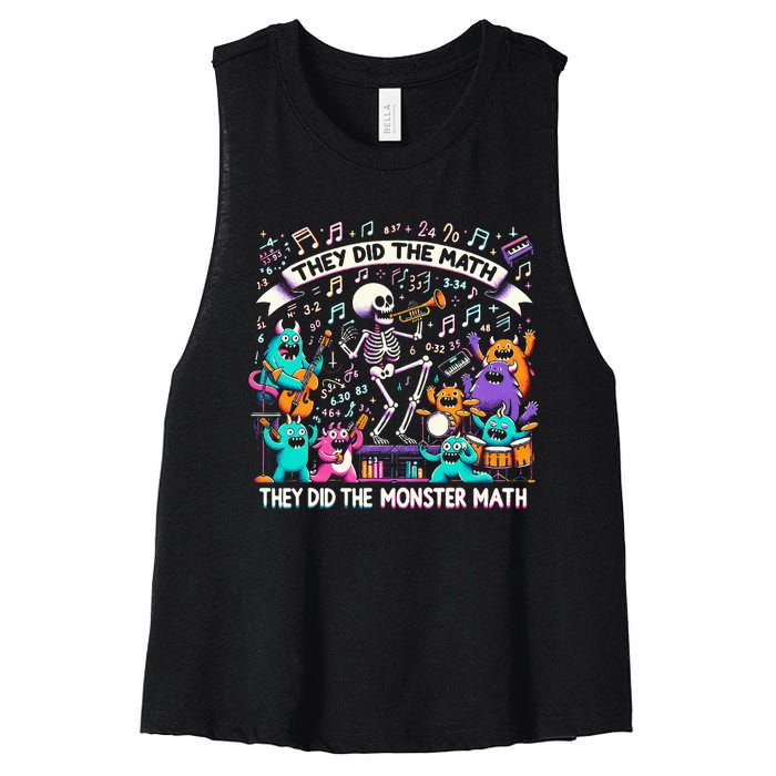 Skeleton Dancing They Did The Math They Did The Monster Math Women's Racerback Cropped Tank