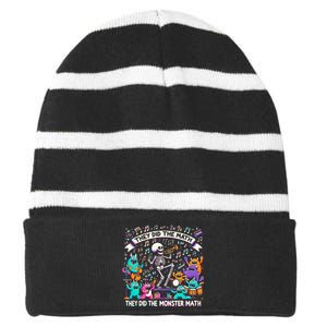 Skeleton Dancing They Did The Math They Did The Monster Math Striped Beanie with Solid Band