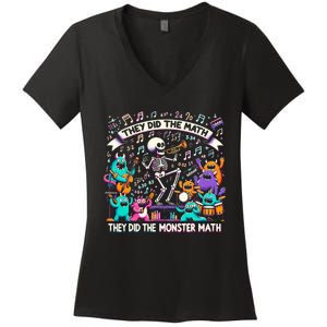 Skeleton Dancing They Did The Math They Did The Monster Math Women's V-Neck T-Shirt