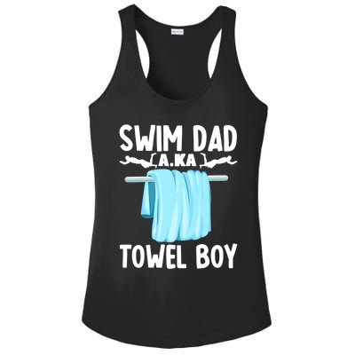 Swim Dad Towel Swimming Swimmer Father Fathers Day Gift Ladies PosiCharge Competitor Racerback Tank