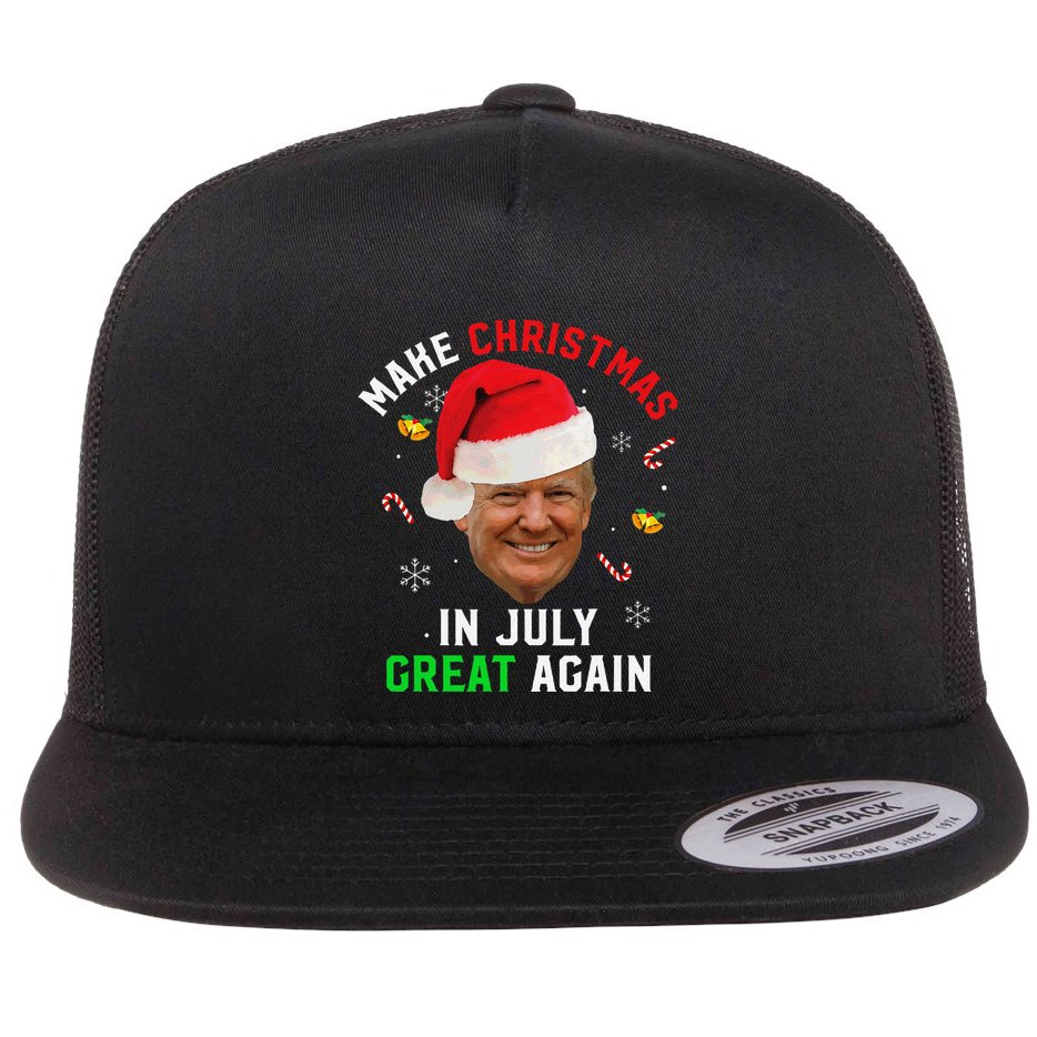 Santa Donald Trump Make Christmas In July Great Again Funny Flat Bill Trucker Hat