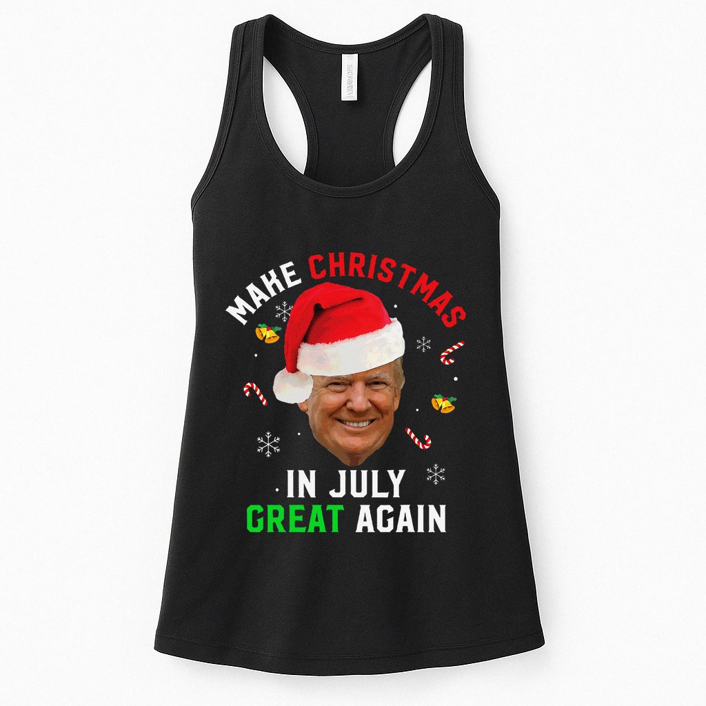 Santa Donald Trump Make Christmas In July Great Again Funny Womens Tank Top