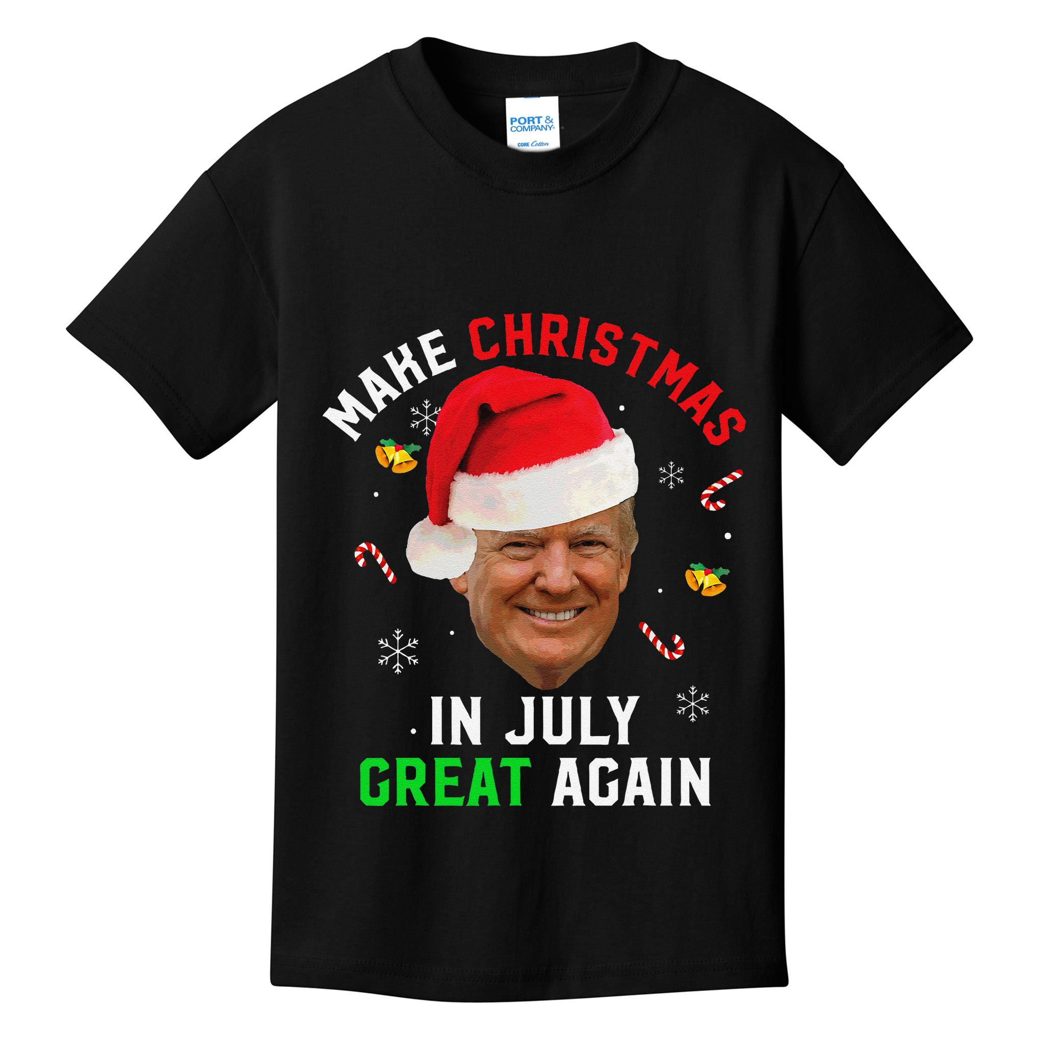 Santa Donald Trump Make Christmas In July Great Again Funny Kids T-Shirt