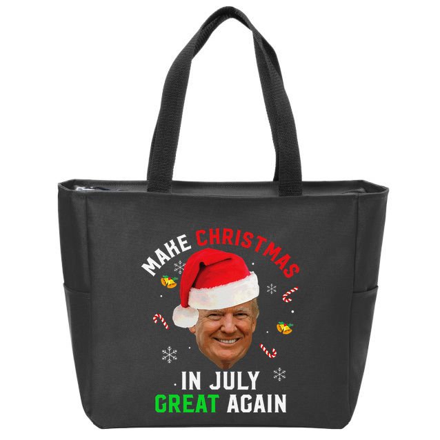 Santa Donald Trump Make Christmas In July Great Again Funny Zip Tote Bag