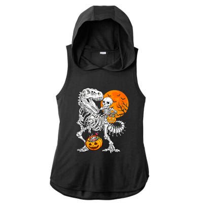 Skeleton Dinosaur T Rex Boys Halloween Mummy Funny Pumpkin Ladies PosiCharge Tri-Blend Wicking Draft Hoodie Tank