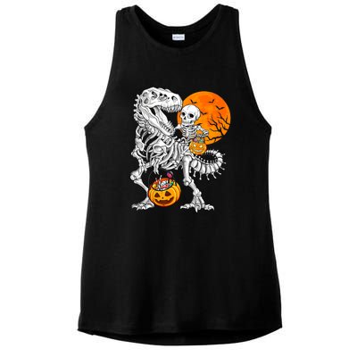 Skeleton Dinosaur T Rex Boys Halloween Mummy Funny Pumpkin Ladies PosiCharge Tri-Blend Wicking Tank