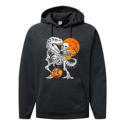 Skeleton Dinosaur T Rex Boys Halloween Mummy Funny Pumpkin Performance Fleece Hoodie