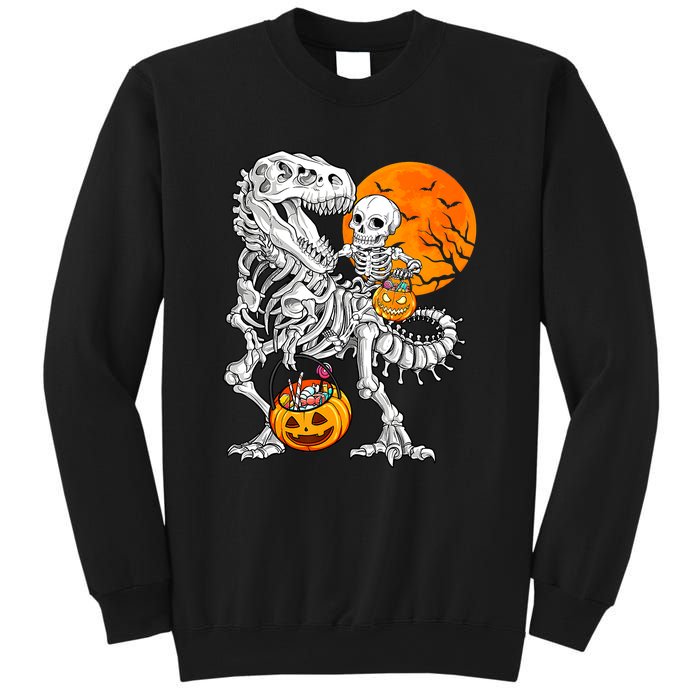 Skeleton Dinosaur T Rex Boys Halloween Mummy Funny Pumpkin Sweatshirt