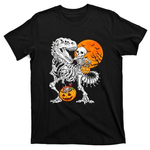 Skeleton Dinosaur T Rex Boys Halloween Mummy Funny Pumpkin T-Shirt