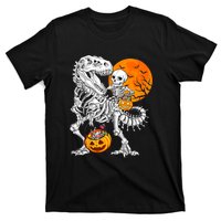 Skeleton Dinosaur T Rex Boys Halloween Mummy Funny Pumpkin T-Shirt