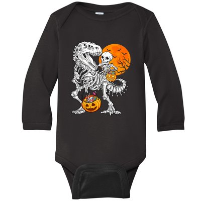 Skeleton Dinosaur T Rex Boys Halloween Mummy Funny Pumpkin Baby Long Sleeve Bodysuit