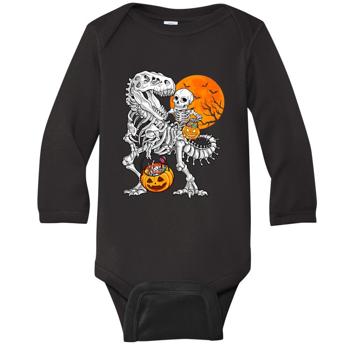 Skeleton Dinosaur T Rex Boys Halloween Mummy Funny Pumpkin Baby Long Sleeve Bodysuit