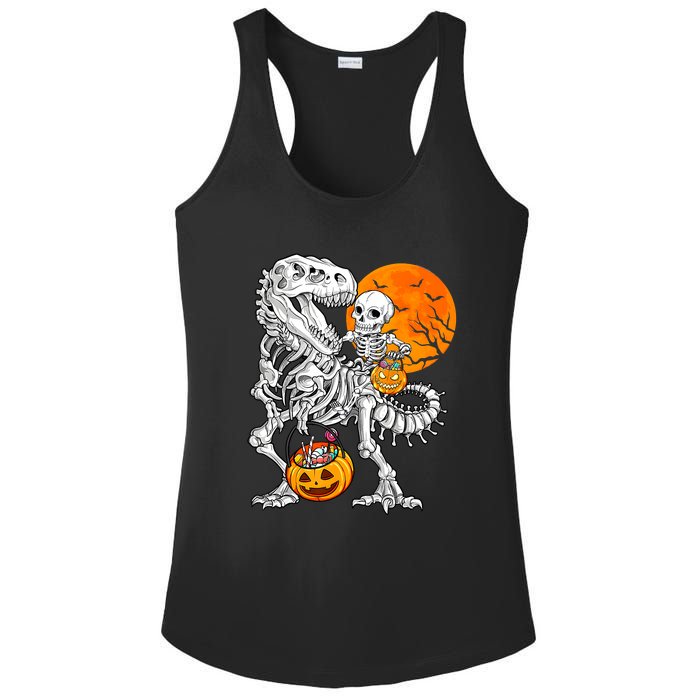 Skeleton Dinosaur T Rex Boys Halloween Mummy Funny Pumpkin Ladies PosiCharge Competitor Racerback Tank