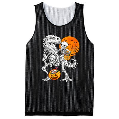 Skeleton Dinosaur T Rex Boys Halloween Mummy Funny Pumpkin Mesh Reversible Basketball Jersey Tank